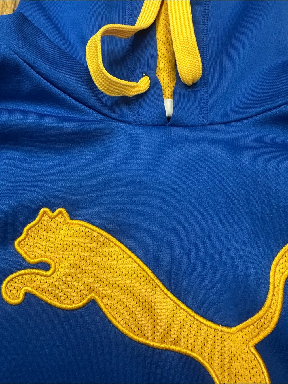 Puma Blue Hoodie with Yellow Logo and Accents - Picture 3 of 5
